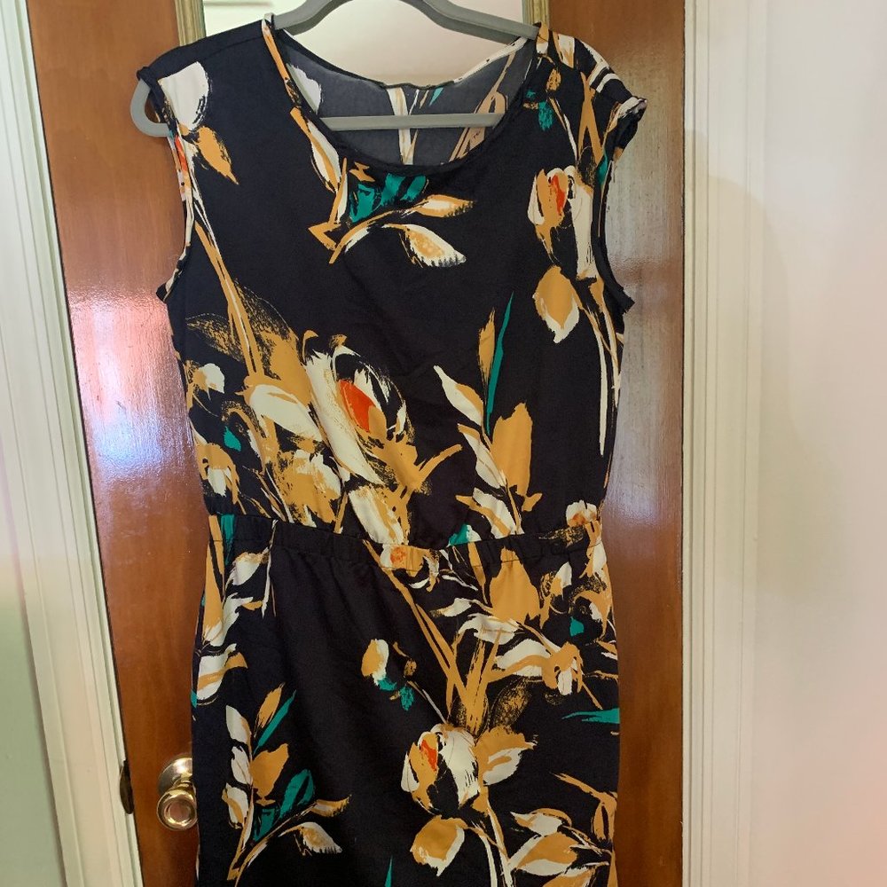The Limited satin floral pattern drop-waist dress